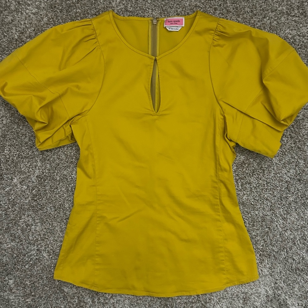 Kate Spade Puff Sleeve Poplin Blouse